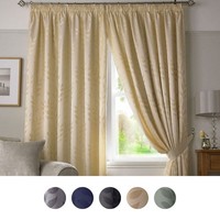 Alan Symonds Tivoli Leaf Woven Jacquard Pencil Pleat Lined Curtains