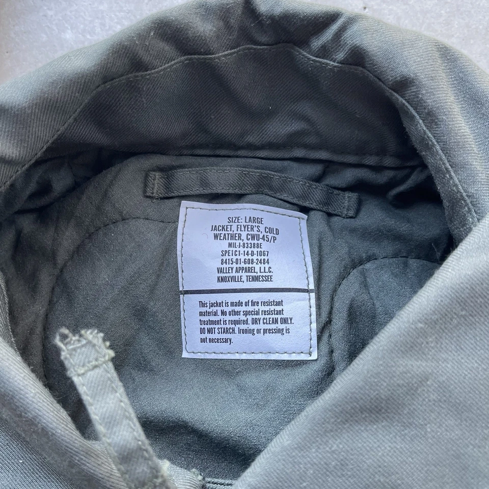 Chaqueta Militar De Colección Para Hombres L Oliva CWU 45/P Vuelo Clima Frío USAF Bombardero Foto 4 de 4