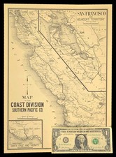 Southern Pacific Railroad Map California Coast Division Line RR Monterey Branch