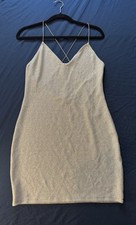 Bodycon Mini Dress H&M Divided Women's Medium Silver Sparkly Open Back