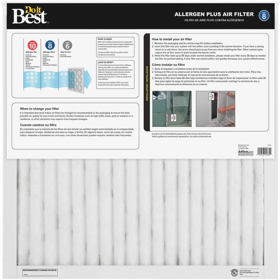 Do it Best 12 In. x 12 In. x 1 In. MERV 8 Furnace Filter Pack of 12 SIM Supply, - Image 2 of 2