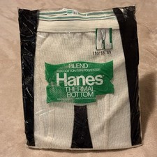 VTG 1977 NOS Hanes Thermal Underwear Bottom Size XL 42-44 White Long Johns USA