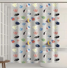 Waterproof Fish Shower Curtain Cartoon 72"W x 78"L Pack of 1 Tropical Fish