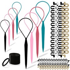 TsMADDTs Hair Braiding Tools, Hair Styling Kit with Topsy Tail Tools and Fren...
