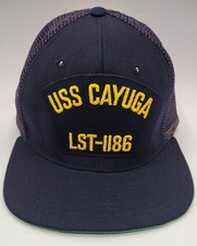 Vintage 1980's New Era USS Cayuga NAVY Snapback Trucker Hat Made In USA NWOT