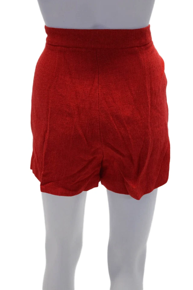 Pantalones Cortos Giambattista Valli Para Mujer Plisados Dos Bolsillos Tiro Alto Rojo Talla 38 Foto 3 de 4