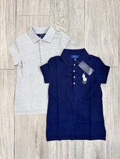 NWT Polo Ralph Lauren Girls Short Sleeve Polo Tops Bundle Navy / Grey size S 7 