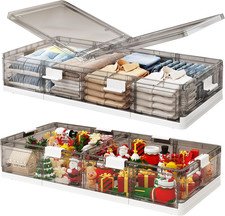 Under Bed Storage Containers with Wheels, 2 Pack, Foldable  Dust-Proof, 13.6 Ga