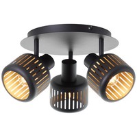 Brilliant Lampe Tyas Spotrondell 3Flg Schwarz Gold Kunststoff/Metall Schwarz 3X