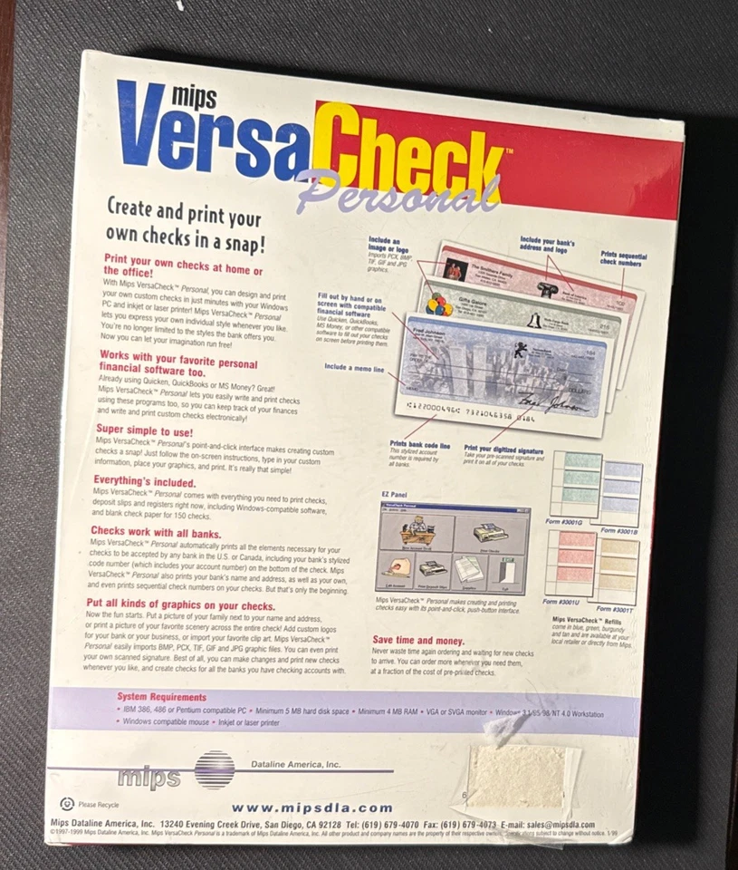Mips VersaCheck Personal Custom Check Creation Software 3.5" Floppy w/150 Blank - Image 2 of 4