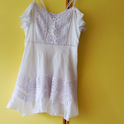 Charo Ruiz Ibiza ,Damen, Trägerkleid, kurz, M, Weiß, Baumwolle, Spitze,S,Boho,