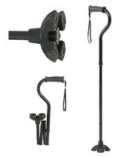 Medline 4U 4-Point Offset Folding Hybrid Canes, Black