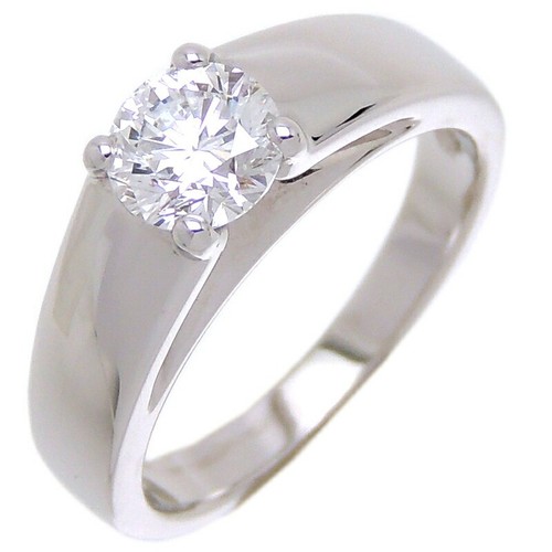 Bvlgari 0.71ct Diamond Glyph Solitaire Ring Pt950 Platinum US 5.5 Used