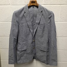 J.Crew Ludlow Somelos Chambray Blazer Jacket Cotton Linen Blend 38R Men's