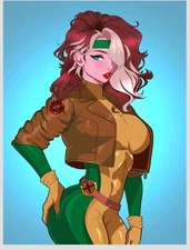 2.5x3.5" Fan Art Glossy Print aceo Cattoon Waifu/Comic. Marvel X-Men. Rogue