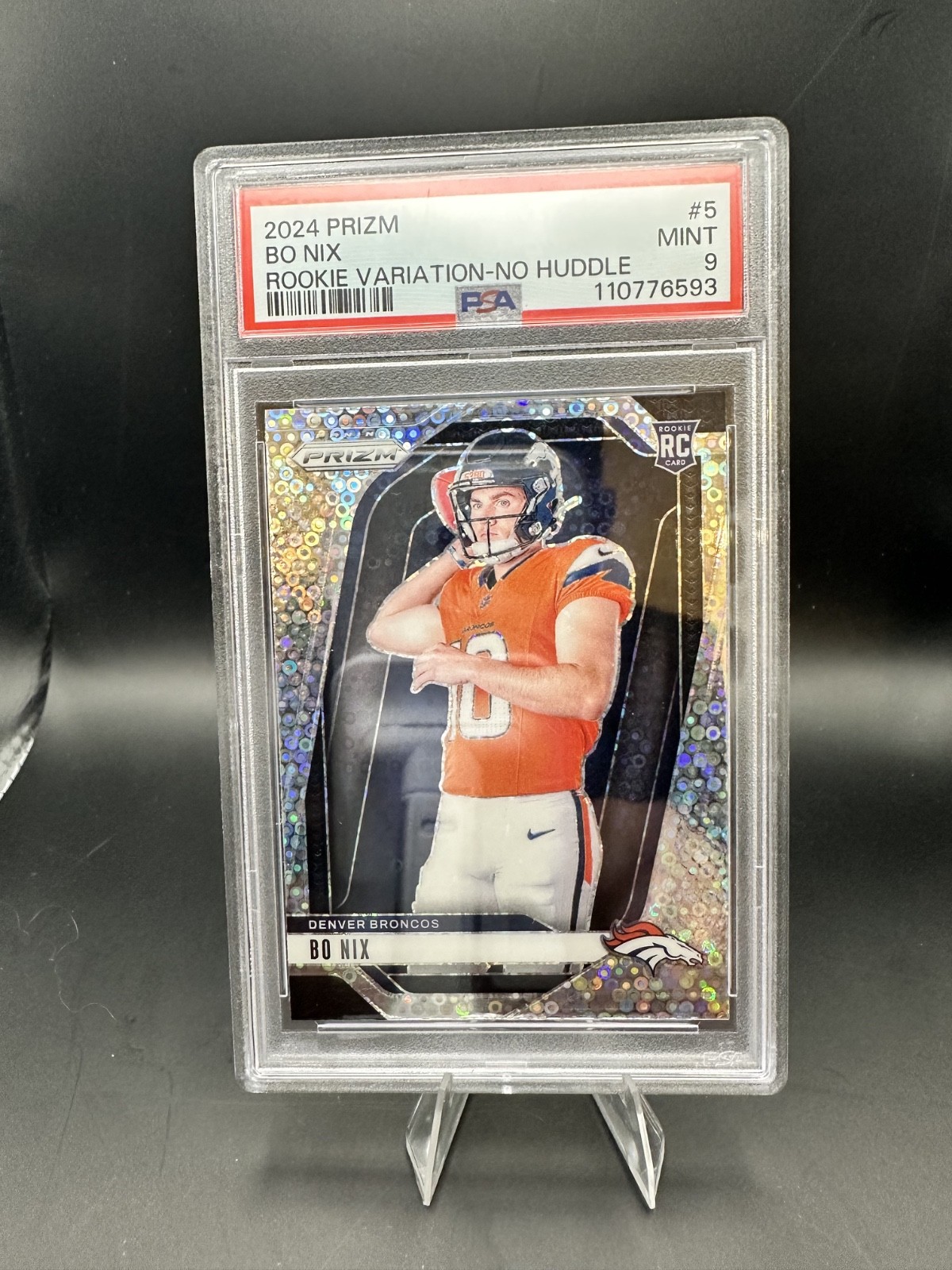 2024 Panini Prizm Rookie Variation Bo Nix No Huddle #5 (RC) PSA 9