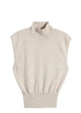 NWOT REFORMATION ARCO CASHMERE SLEEVELESS TURTLENECK SWEATER BARLEY SIZE M