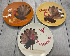 Pottery Barn Kids PBK Thanksgiving Turkey Melamine Plates, Set of 3