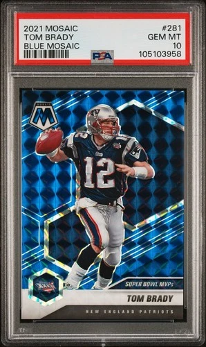 Tom Brady /99 Blue Mosaic PSA 10 GEM MINT 2021 Mosaic #281 Low Pop