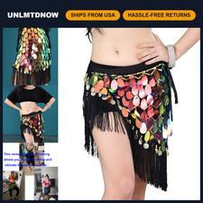 Belly Dance Hip Scarf Skirt for Women - Sparkling Tassel Sequins, Festival Wear