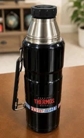 Thermos 1.0L Black Stainless Vacuum Flask Twist Lid Handle Hot/Cold 24h