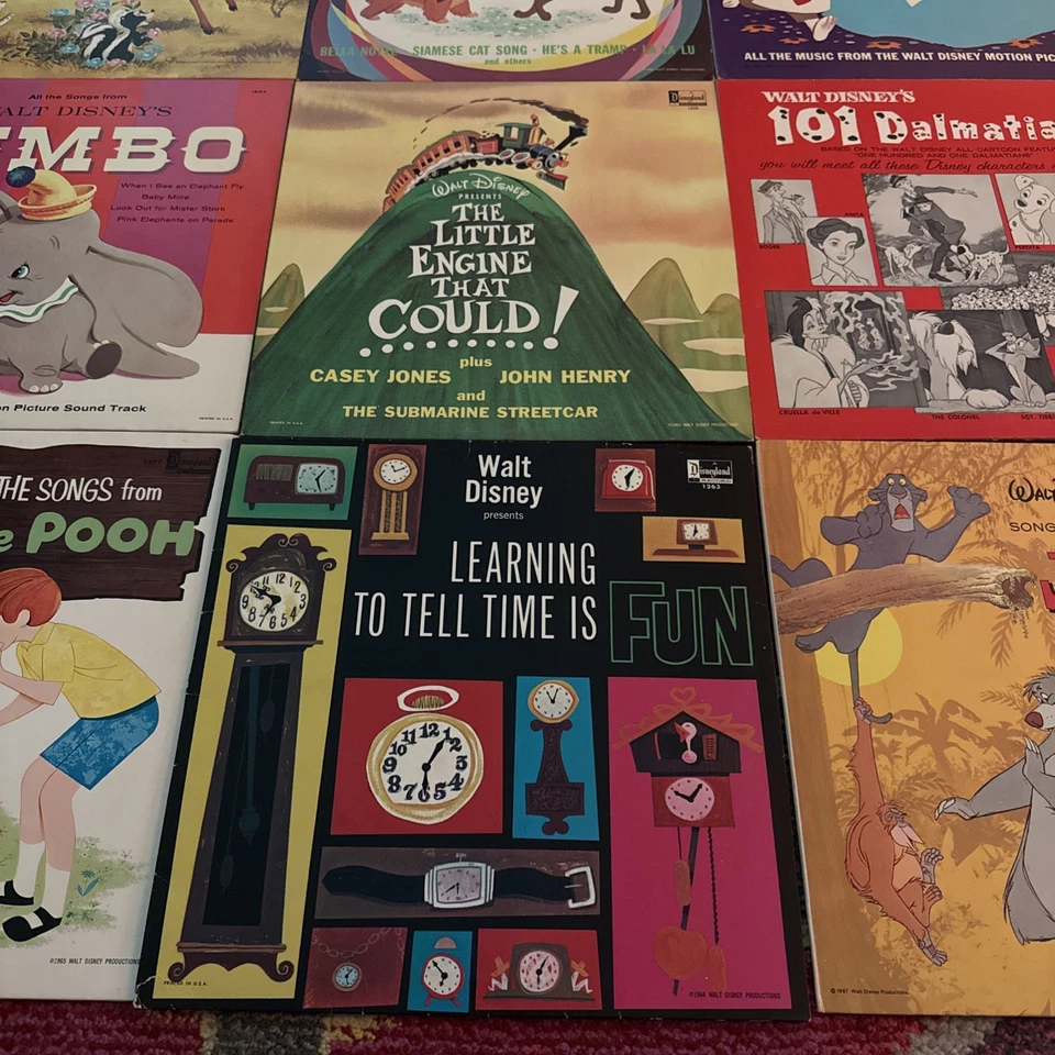 Minty Walt Disney's Vinyl Lot 14 Vintage Disneyland LP Records Storybooks 1960's Foto 3 de 4