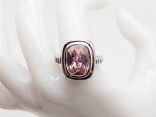 Designer 250 7ct Lab Created Pink Sapphire Cushion Cut Sterling Silver Ring
