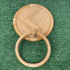 Vintage Wall Towel Ring Kitchen Bathroom Faux Wicker Rattan BoHo 1978 Holder