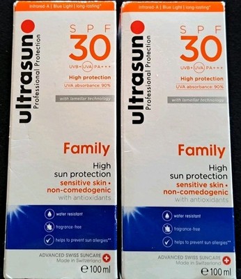 2 X ULTRASUN FAMILY LSF30 HIGH PROTECTION SUNCARE 100ML X 2 - NEU & UNGEÖFFNET 