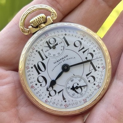 1931 Waltham 23J GF Vanguard Up Down, Railroad Pocket Watch, 1908, 16S, Serviced