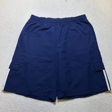 Adidas 3-Stripe Cargo Shorts Navy Blue Essential Casual Men's Large Athletic Fit
