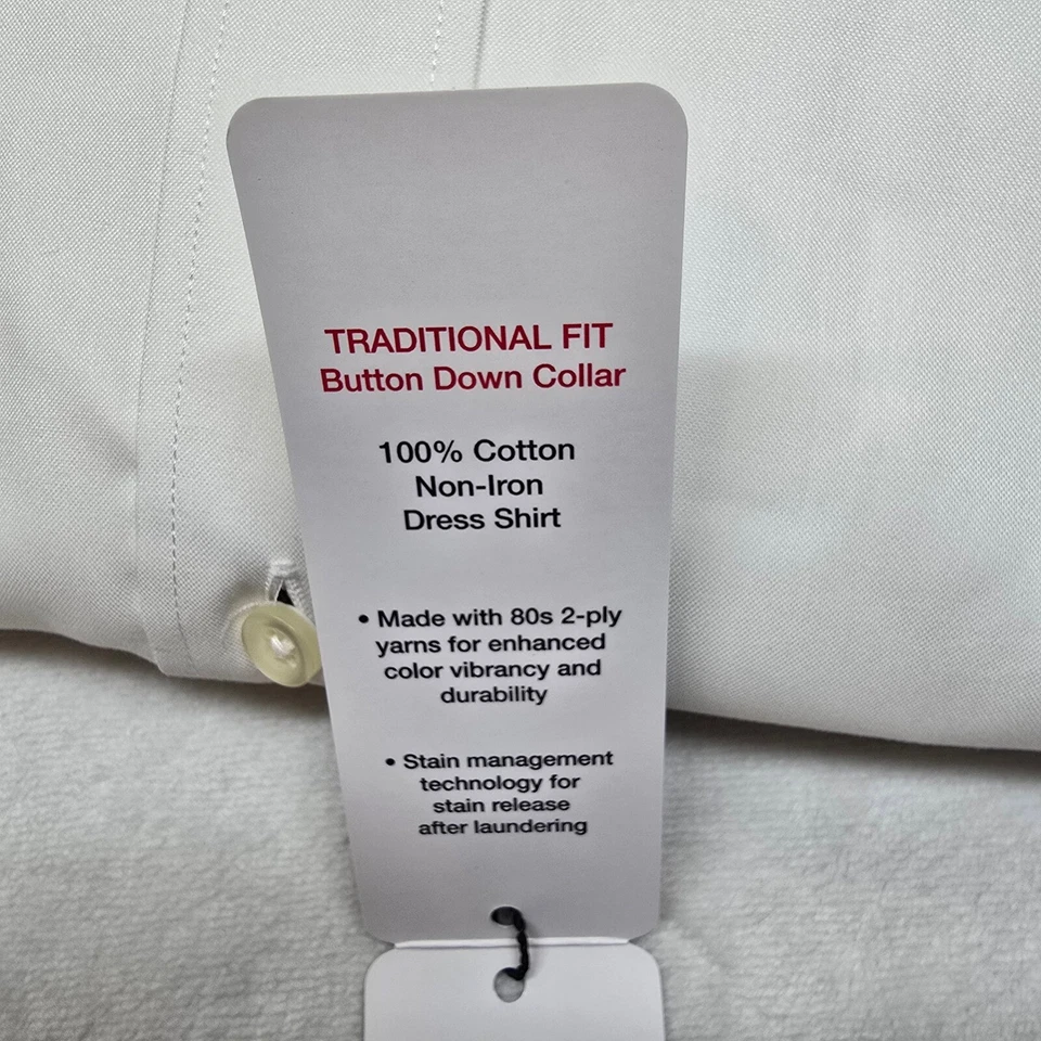 Kirkland Signature White Dress Shirt Mens Large 16.5  35 Non-Iron NEW - Image 4 of 4