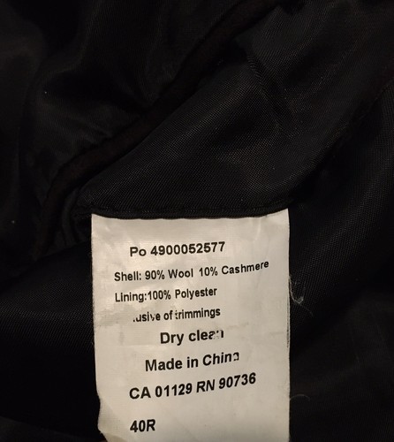 Luaren Ralph Lauren Mens Black Wool Cashmere Lined Trench Top Coat Jacket 40R - Picture 5 of 7