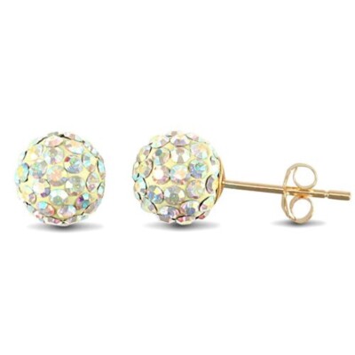 Ohrstecker 9 kt Gold mehrfarbig DISCO Kristallkugeln 8 mm 9 kt Gelbgott