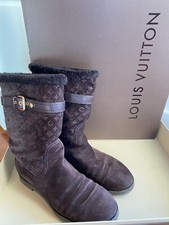 LOUIS VUITTON STIVALE - Pelle Scamosciata Logo Monogram Marrone - Numero 38