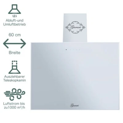 Kopffreihaube 60cm Dunstabzugshaube Gurari GCH D 286 WH 6 Prime 1000m³/h Touch