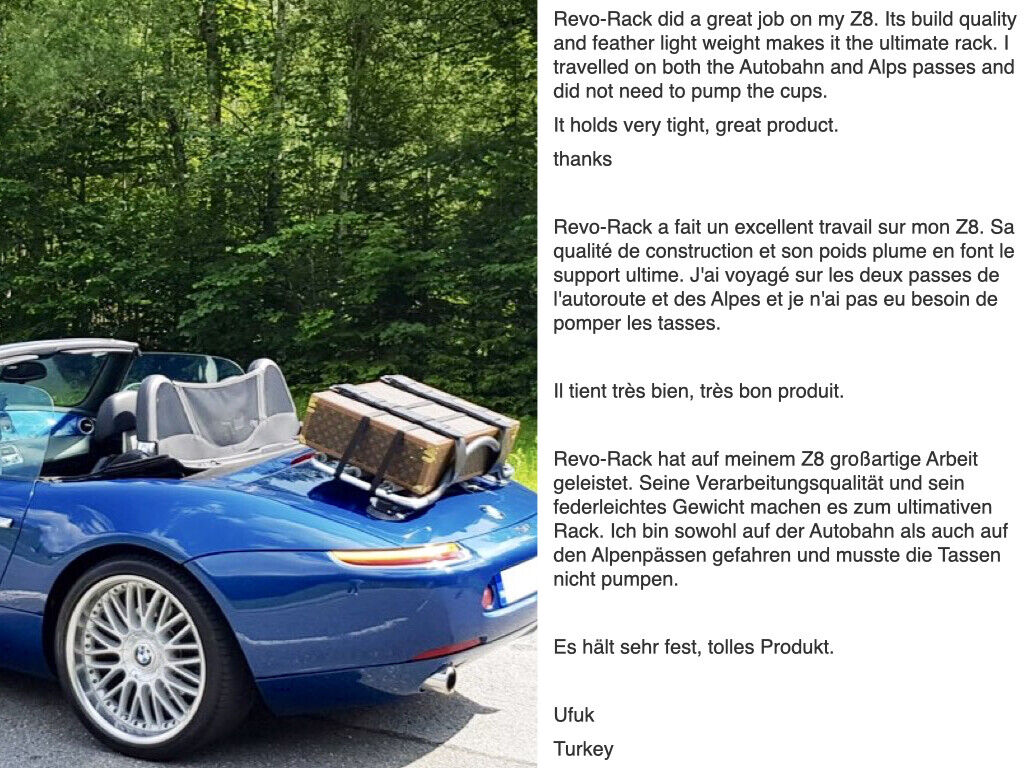 BMW Z3 Boot Trunk Luggage Rack ; No Clamps = No Damage BMW Z3 Boot Trunk Luggage Rack ; No Clamps = No Damage