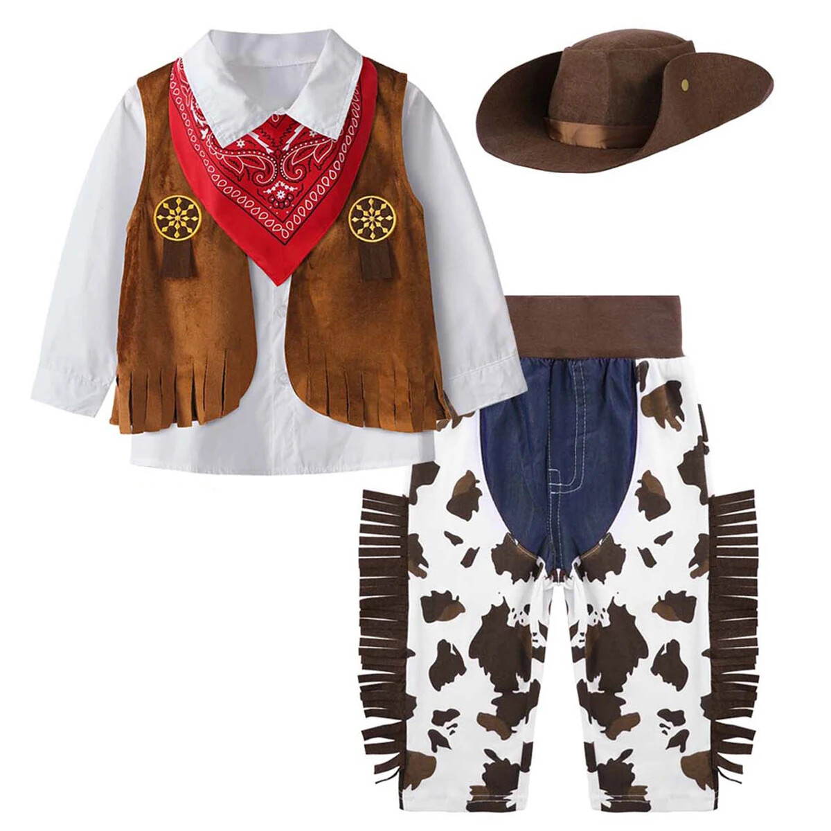 Disfraz de vaquero para niños Disfraz occidental Juegos con disfraces para eventos de Halloween Trajes de rendimiento