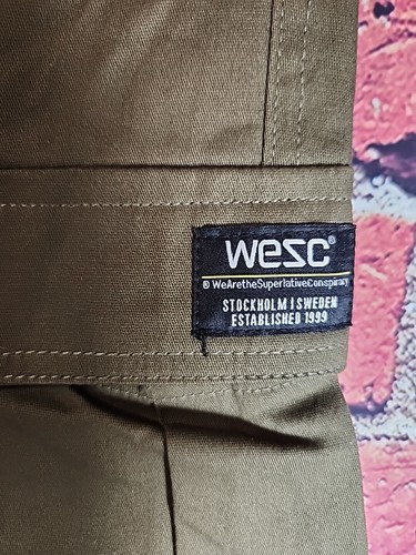 WESC UTILITY PANT Cargo Pants Green Mens XL Womens L C62 - Picture 2 of 7