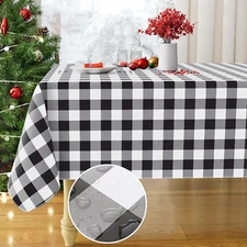 misaya Rectangle Waterproof Vinyl Table Cloth, Buffalo Flannel Backed Tablecloth