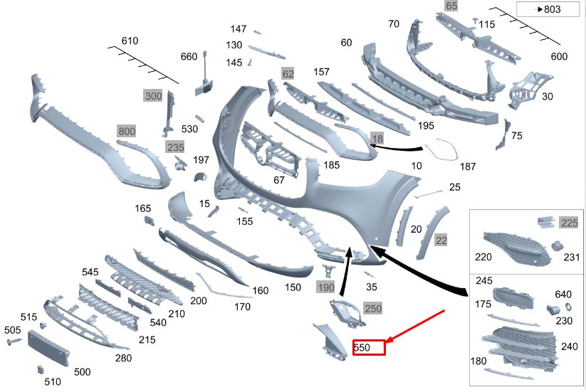 MERCEDES-BENZ GLS X167 Luftkanal vorne links unten an der Stoßstange A1678853106