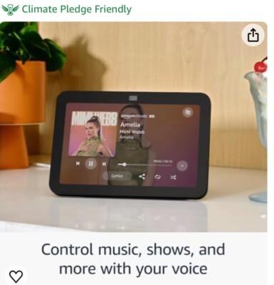 Amazon Echo Show 8 (2nd Gen) Smart Display Speaker - Charcoal