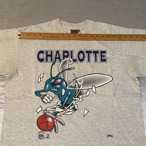 Vintage 90s NBA Nutmeg Charlotte Hornets Breakthrough Basketball Shirt Sz Large - 第 12/24 張圖片