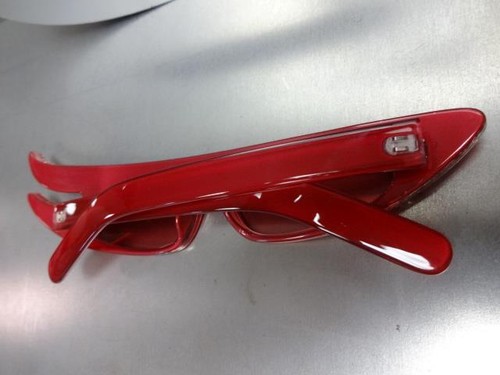 Unique Funky RETRO Style SUN GLASSES Red Frame Clear Bling Crystals Rhinestones - Picture 8 of 8