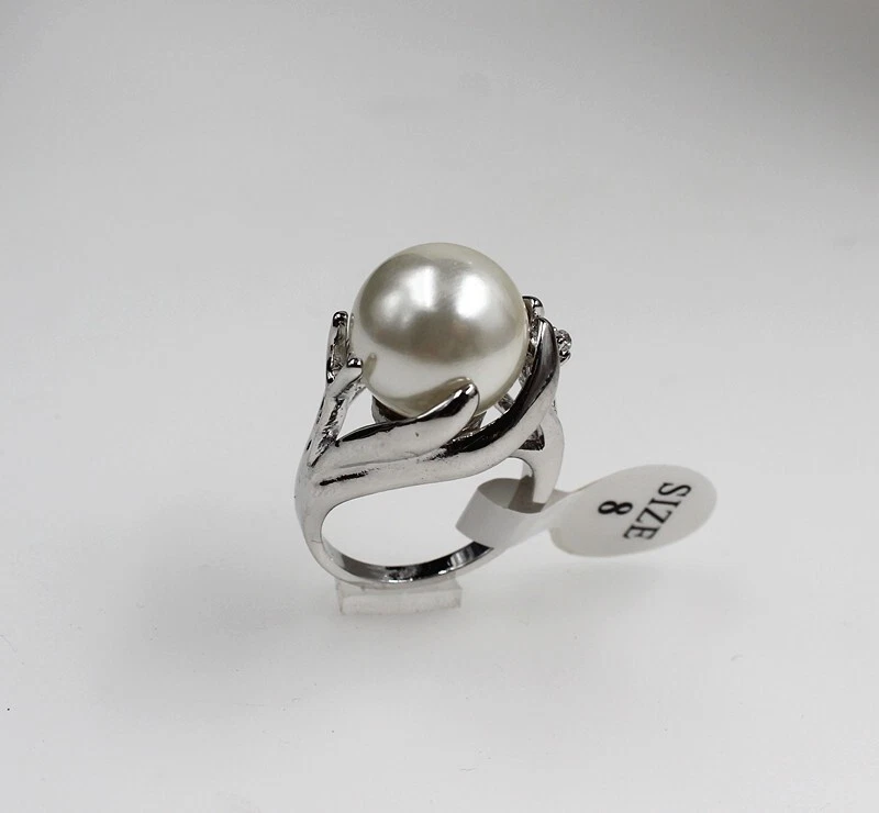 Anillo June Charm Madreperla Blanco Concha Perla Para Mujer Talla Q Foto 2 de 4