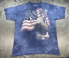 The Mountain Bald Eagle American Flag Shirt Patriot Lightning Bolt Blue 2XL 