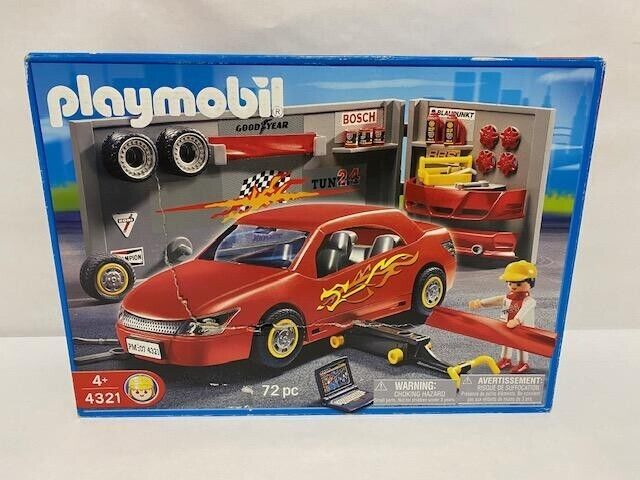 Skur ugyldig Bemyndigelse Playmobil 4321 Racing Car Repair &amp; Tuning Shop Set Complete | eBay