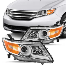 For 2011-2017 Honda Odyssey Halogen Chrome Housing Amber Corner Headlights Pair