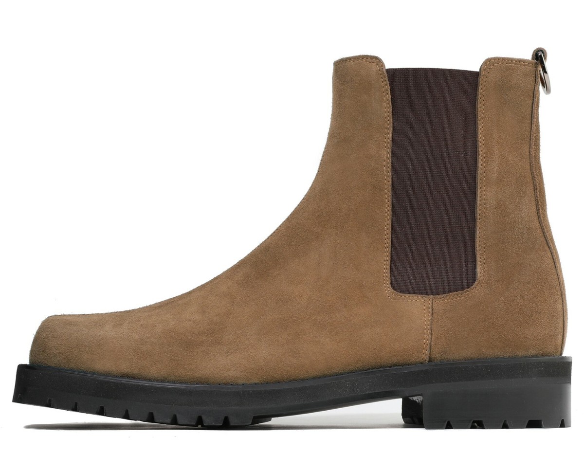 【COSYHARU】Flat square chelsea boots brown line ver crosby-square-boots-mayfield-