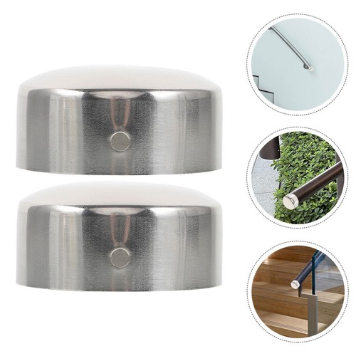 2Pcs Handrail End Caps Metal Tubing Pipe Accessories Outdoor Rail Plugs - Picture 4 of 12
